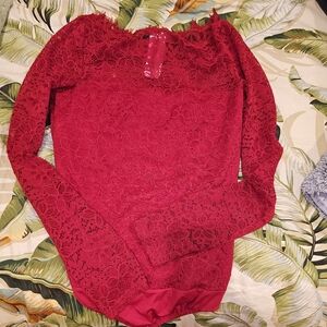 Bebe Red Lace Bodysuit Size M NWT